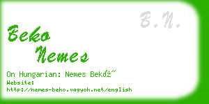 beko nemes business card